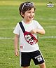 Babyhug Disney 100% Cotton Knit Half Sleeves T-Shirt & Shorts Set With Mickey Mouse Graphic & Bag Applique - White