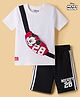 Babyhug Disney Single Jersey Knit Half Sleeves T-Shirt & Shorts Set With Mickey Mouse Graphics - Multicolor