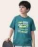 PURPLE UNITED KIDS Single Jersey Woven Half Sleeves Car Printed Tee - Teal