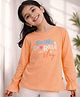 PURPLE UNITED KIDS Single Jersey Woven Full Sleeves Sequins Embellished Heart Designed Shine Sparkle & Play Text Printed Top - Peach