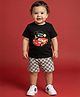 Nautinati Cotton Knit Disney Pixar Cars Featuring Half Sleeves Lightning Mcqueen Printed Tee & Shorts Set - Black