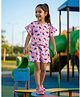 Nautinati Knit Lilo & Stitch Featuring Half Sleeves Stitch Printed Coordinating Tee & Shorts Set - Lilac