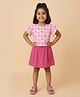 Nautinati Knit Disney Mickey & Friends Featuring Half Sleeves Minnie Mouse Printed Tee & Skirt Set - Pink