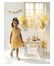 Nautinati Mesh Woven Sleeveless Bow Foil Printed Dress - Yellow