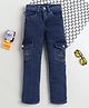 Fourfolds Denim Woven Cargo Style Washed Jeans - Blue