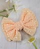 Little Miss Cuttie Thread Work Designed Bow Applique Detailed Alligator Hair Clip - Peach
