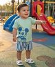 Nautinati Cotton Knit Disney Mickey & Friends Featuring Half Sleeves Mickey Mouse Printed Tee & Shorts Set - Sky Blue