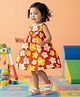Nautinati Cotton Woven Sleeveless Floral Printed Dress - Red