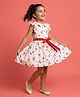 Nautinati Cotton Woven Frill Sleeves Girl & Dog Printed Dress - White