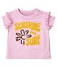 nuberry Cotton Woven Half Sleeves Sunshine & Surf Text Fur Detailed Embroidered Tee - Pink