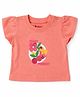 nuberry Cotton Woven Half Sleeves Cherry Printed Tee - Peach