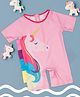 Yellow Bee Half Raglan Sleeves Ruffle Detailed & Flamingo Printed Legged Swimsuit - Pink
