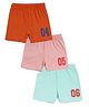 nuberry Cotton Knit Pack Of 3 Numerical Printed Shorts - Multi Colour