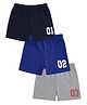 nuberry Cotton Knit Pack Of 3 Numerical Printed Shorts - Multi Colour