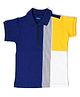 nuberry Cotton Woven Half Sleeves Colour Blocked Striped Polo Tee - Navy Blue