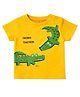 nuberry Cotton Woven Half Sleeves Crocodile Printed Tee - Yellow
