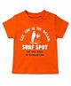 nuberry Cotton Woven Half Sleeves Surf Spot Text Printed Tee - Orange