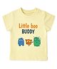 nuberry Cotton Woven Half Sleeves Little Boo Buddy Text  Printed Tee - Lemon Yellow