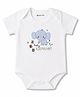 Kookie Kids 100% Cotton Knit Half Sleeves Elephant Embroidered Onesie - White