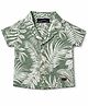 nuberry Cotton Knit Half Sleeves Leaves Printed Shirt - Green