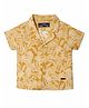 nuberry Cotton Knit Half Sleeves Leaves Printed Shirt - Mustard