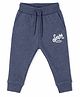 nuberry Cotton Woven Surfer Text Printed Joggers - Navy Blue