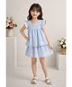The Magic Wand Cotton Woven Frill Sleeves Lace Embellished Frock Style Top & Skirt Set - Blue