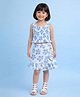 The Magic Wand Cotton Woven Sleeveless Floral Printed Coordinating Smocked Top & Skirt Set - Blue