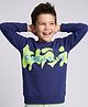 Pine Kids Cotton Knit Sweatshirt With Full Sleeves and Creative Text Print - Navy Blue