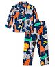 Babyhug Cotton Knit Full Sleeves Animal Printed Co-Ords Shirt & Pyjama Night Suit - Navy Blue