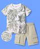 OLLINGTON ST. Cotton Knit Floral Printed Half Sleeve T-Shirt & Shorts Set -Multicolour & Grey