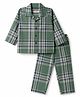Babyhug Cotton Woven Full Sleeves Checked Co-Ords Shirt & Pyjama Night Suit - Green