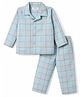 Babyhug Cotton Knit Full Sleeves Shirt & Pyjama Night Suit with Checks - Light Blue