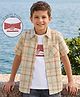 Pine Kids Cotton Woven Half Sleeves Checks Shirt With Printed T-Shirt - Multicolor