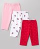 Babyhug Cotton Knit Three Fourth Leggings With Polka Dot & Floral Print Pack of 3 - Red White & Pink