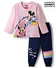 Babyhug Disney Single Jersey Knit Full Sleeves Pyjama Night Suit with Minnie Mouse Graphics - Multicolour