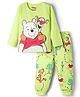 Babyhug Disney Single Jersey Knit Full Sleeves T-Shirt & Pyjama Night-Suit With Winnie The Pooh Graphics - Neon Green