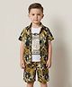 Rikidoos Cotton Knit Half Sleeves Co-ord Set With T-Shirt - Green & White