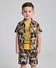 Rikidoos Cotton Knit Half Sleeves Co-ord Set With T-Shirt - Black & Mustard