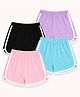 KUCHIPOO Cotton Blend Knit Pack of 4 Side Taped Shorts - Black Lavender Sky Blue & Light Pink
