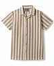Dapper Dudes Cotton Crochet Shirt Half Sleeves Zig-Zag Pattern Olive Green 7-8 Years