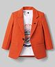 Dapper Dudes Woven Full Sleeves Solid Blazer With Sports Printed Tee & Pant Set - Orange