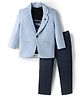 Dapper Dudes Woven Full Sleeves Zig-Zag Printed Blazer With Tee & Trouser - Blue
