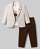 Dapper Dudes Woven Full Sleeves Blazer With Printed Tee & Trouser - Light Brown