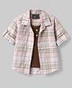 Dapper Dudes Cotton Woven Shirt with Attached Tee Checked Brown 8-9 Years