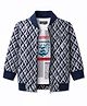 Dapper Dudes Woven Full Sleeves Printed Jacket With Tee - Navy Blue