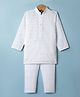 Dapper Dudes Cotton Woven Full Sleeves Leaves Embroidered Kurta & Pyjama Set - White