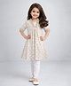 The Magic Wand Cambric Woven Half Sleeves Sequins Embellished Theadwork Detailed & Leaf Printed Kurti Salwar Set - Off White