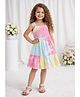 The Magic Wand Rayon Woven Sleeveless Tie & Dye Lace Embellished Tiered Dress - Multi Colour