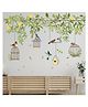JAAMSO ROYALS Flower Vine Tree Branch Wall Decals with Birdcage, Colorful Birds Green Plants Wall Stickers (30CM x 90 CM)